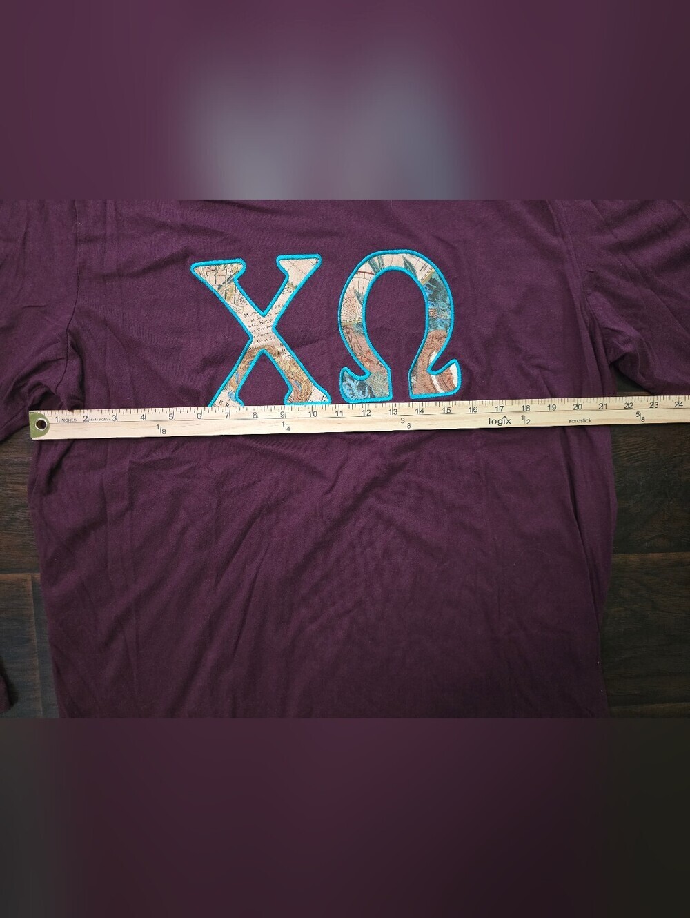 Chi Omega Embroidered Old Navy Maroon Long Sleeved Casual Top XXL - Picture 3 of 9